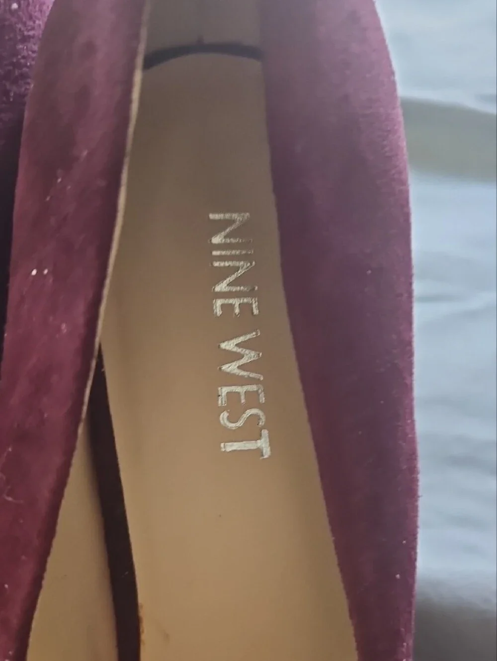Nine West Burgundy Suede Round-Toe Pumps